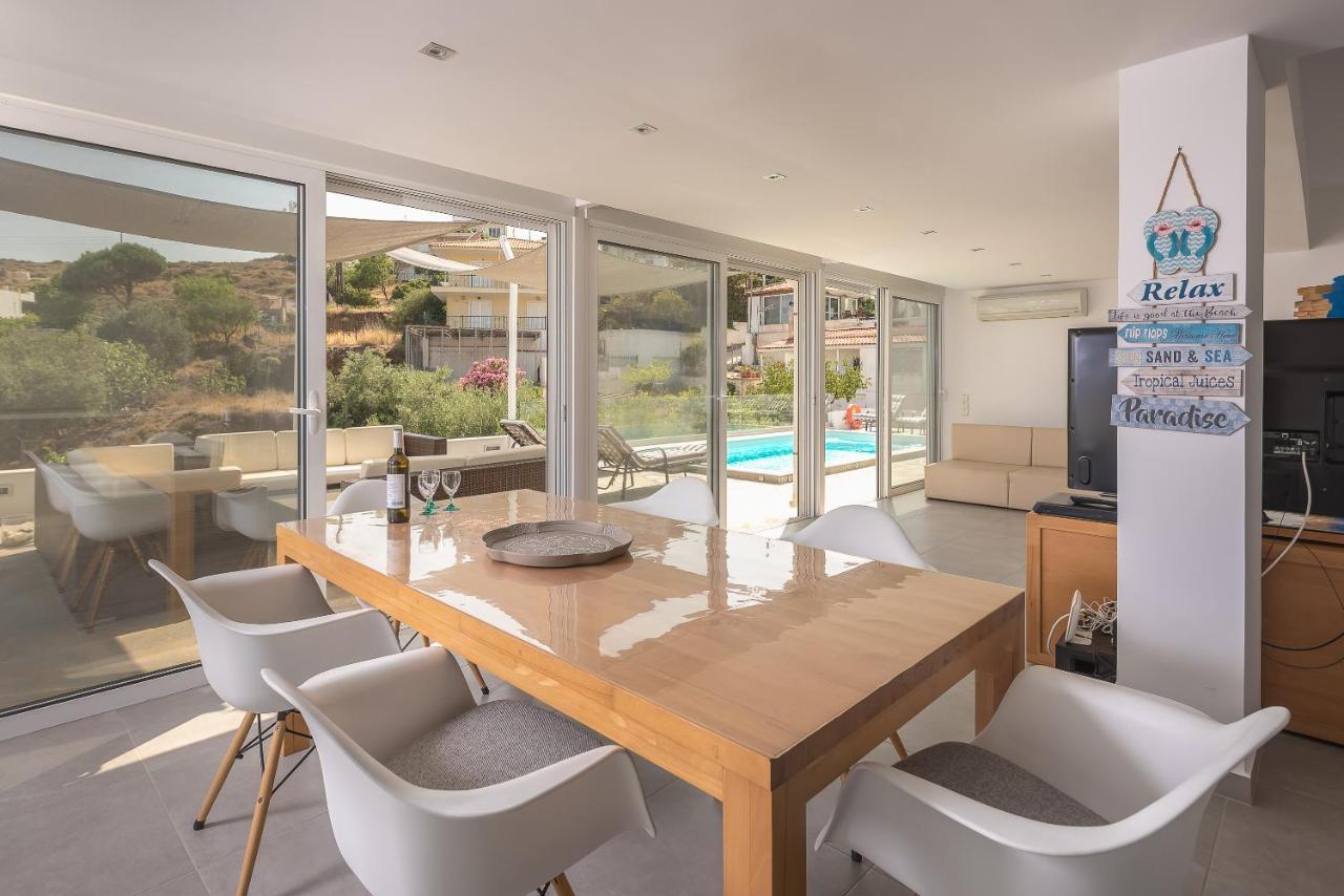Villa Luna Private Heated Hydro Pool Bbq Beach 4Min Agia Marina Mikrolimanou 외부 사진